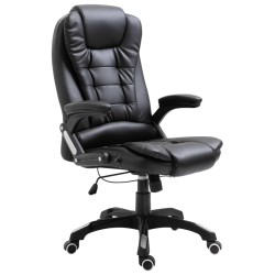 vidaXL Silla de oficina de cuero sintético negra