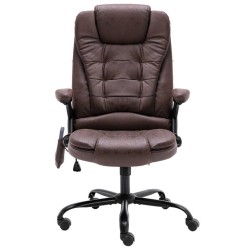 vidaXL Silla de oficina de masaje piel de ante sintética marrón oscuro