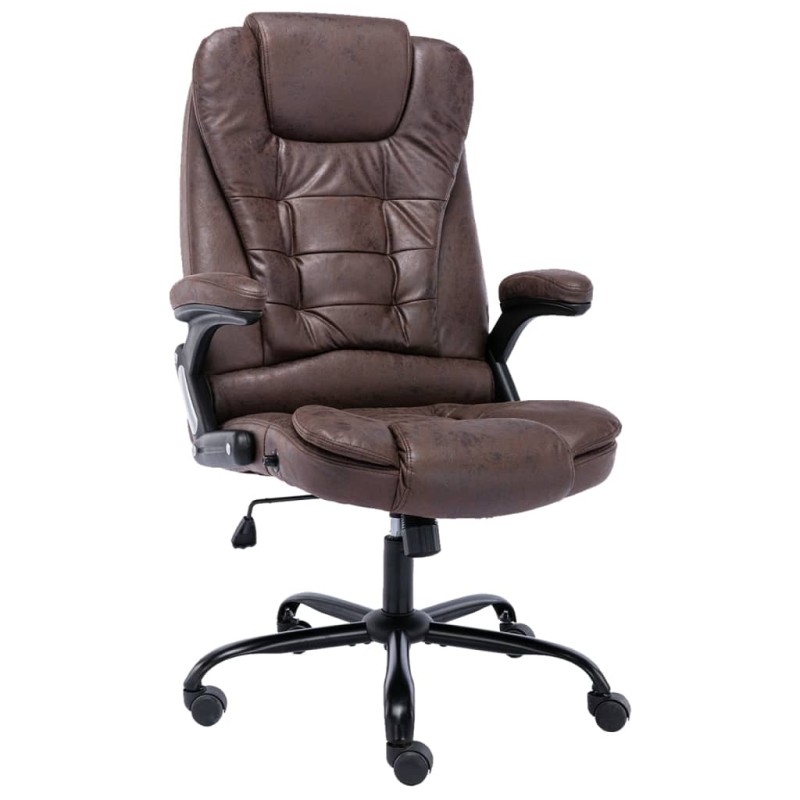 vidaXL Silla de oficina de piel de ante sintética marrón oscuro vidaXL Silla de oficina de piel de ante sintética marrón oscuro