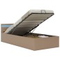 vidaXL Cama canapé hidráulica LED cuero sintético capuchino 90x200 cm vidaXL Cama canapé hidráulica LED cuero sintético capuchino 90x200 cm