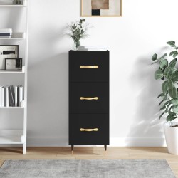 vidaXL Aparador de madera contrachapada negro 34,5x34x90 cm