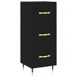 vidaXL Aparador de madera contrachapada negro 34,5x34x90 cm