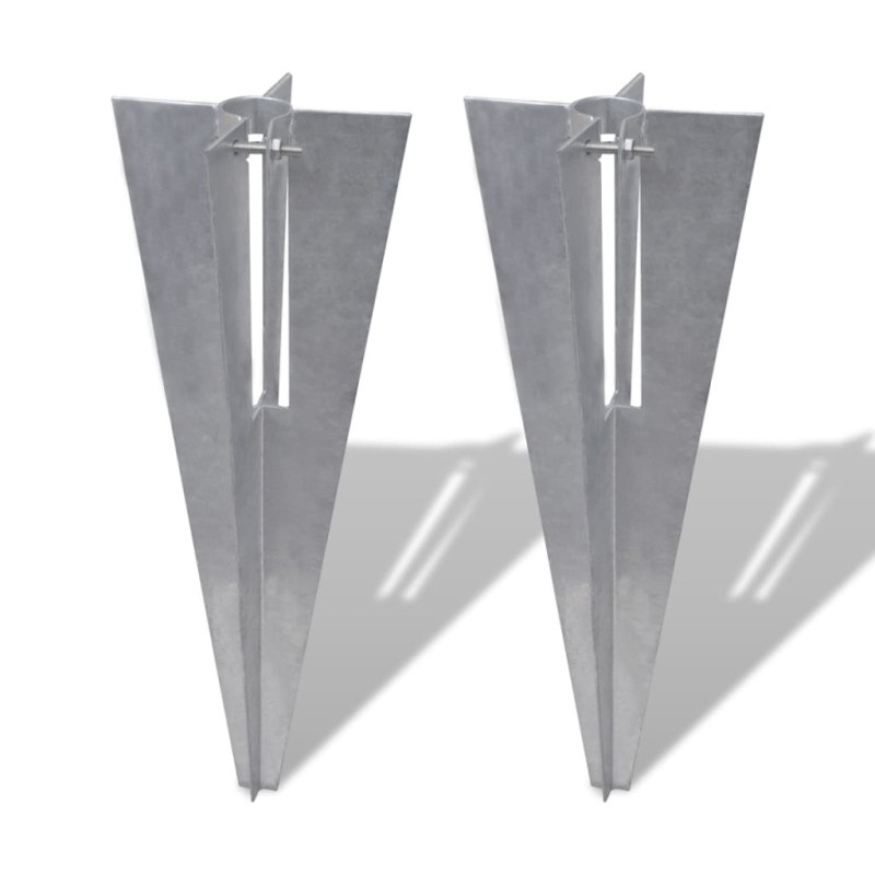vidaXL Clavijas de postes de valla 2 unidades acero vidaXL Clavijas de postes de valla 2 unidades acero