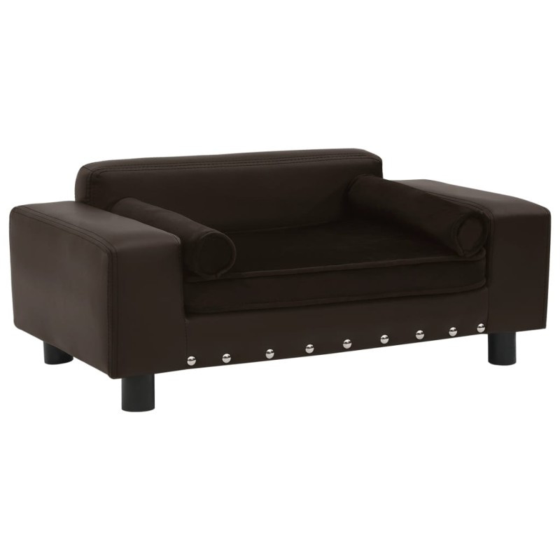 vidaXL Sofá para perros felpa y cuero sintético marrón 81x43x31 cm vidaXL Sofá para perros felpa y cuero sintético marrón 81x43x31 cm