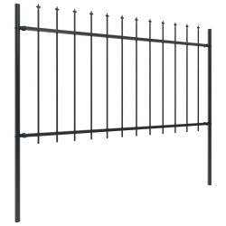 vidaXL Valla de jardín con puntas de lanza acero negro 6,8x1 m