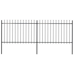 vidaXL Valla de jardín con puntas de lanza acero negro 3,4x1,2 m