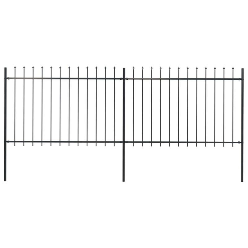 vidaXL Valla de jardín con puntas de lanza acero negro 3,4x1,2 m vidaXL Valla de jardín con puntas de lanza acero negro 3,4x1,2 m