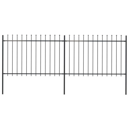 vidaXL Valla de jardín con puntas de lanza acero negro 3,4x1,2 m