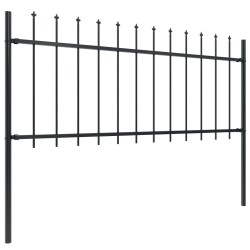 vidaXL Valla de jardín con puntas de lanza acero negro 13,6x0,8 m