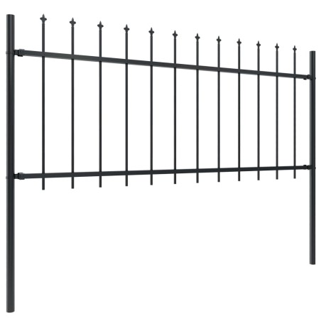 vidaXL Valla de jardín con puntas de lanza acero negro 13,6x0,8 m