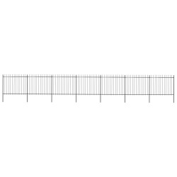 vidaXL Valla de jardín con puntas de lanza acero negro 11,9x1,5 m