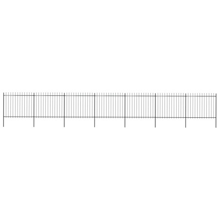 vidaXL Valla de jardín con puntas de lanza acero negro 11,9x1,5 m