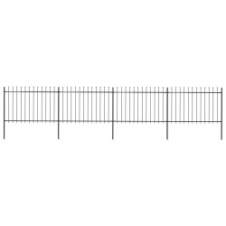vidaXL Valla de jardín con puntas de lanza acero negro 6,8x1,2 m