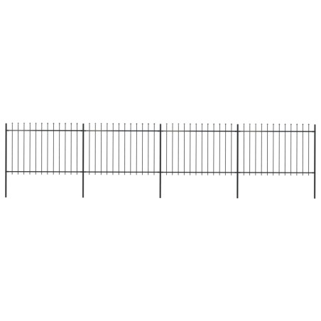 vidaXL Valla de jardín con puntas de lanza acero negro 6,8x1,2 m