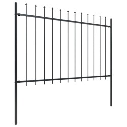 vidaXL Valla de jardín con puntas de lanza acero negro 6,8x1,2 m