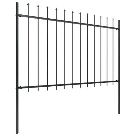 vidaXL Valla de jardín con puntas de lanza acero negro 6,8x1,2 m