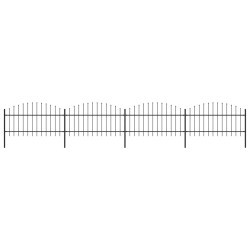 vidaXL Valla de jardín con puntas de lanza acero negro (1-1,25)x6,8 m