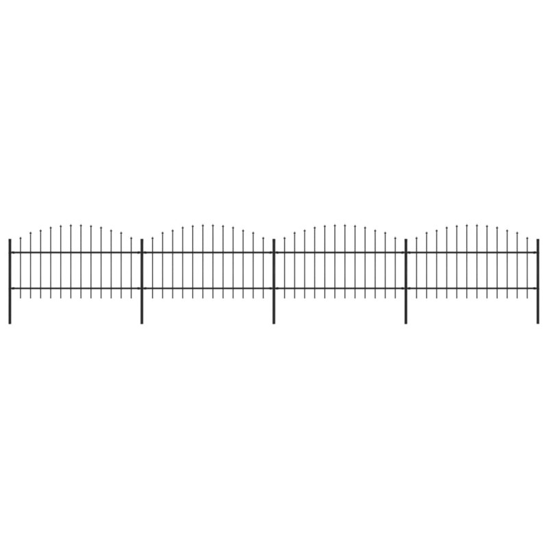 vidaXL Valla de jardín con puntas de lanza acero negro (1-1,25)x6,8 m