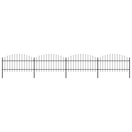 vidaXL Valla de jardín con puntas de lanza acero negro (1-1,25)x6,8 m