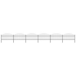 vidaXL Valla de jardín con puntas de lanza acero negro (1-1,25)x10,2 m