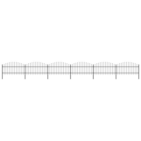 vidaXL Valla de jardín con puntas de lanza acero negro (1-1,25)x10,2 m