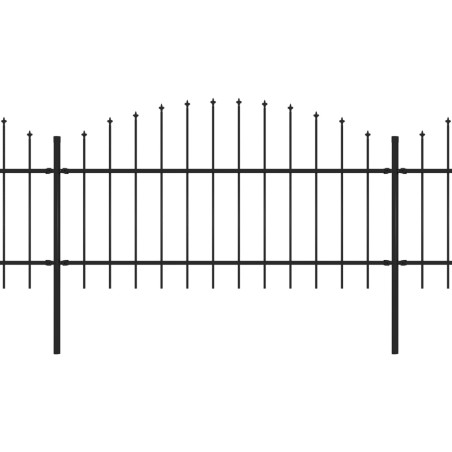 vidaXL Valla de jardín con puntas de lanza acero negro (1-1,25)x10,2 m