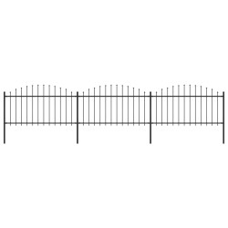 vidaXL Valla de jardín con puntas de lanza acero negro (1,25-1,5)x5,1m