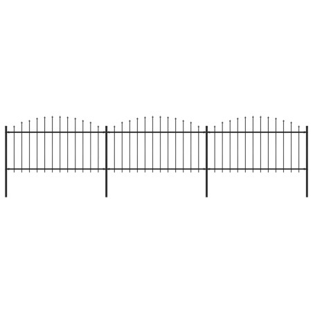 vidaXL Valla de jardín con puntas de lanza acero negro (1,25-1,5)x5,1m