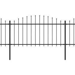 vidaXL Valla de jardín con puntas de lanza acero negro (1,25-1,5)x5,1m