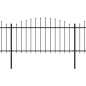 vidaXL Valla de jardín con puntas de lanza acero negro (1,25-1,5)x5,1m vidaXL Valla de jardín con puntas de lanza acero negro (1,25-1,5)x5,1m