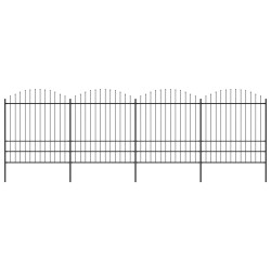 vidaXL Valla de jardín con puntas de lanza acero negro (1,75-2)x6,8 m