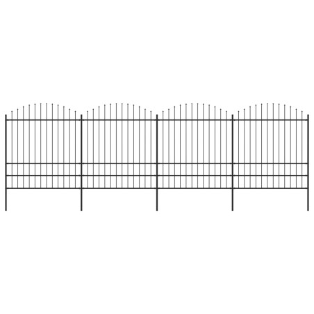 vidaXL Valla de jardín con puntas de lanza acero negro (1,75-2)x6,8 m