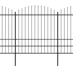 vidaXL Valla de jardín con puntas de lanza acero negro (1,75-2)x6,8 m
