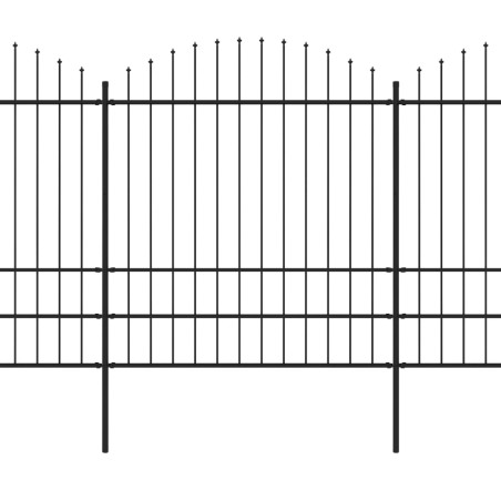 vidaXL Valla de jardín con puntas de lanza acero negro (1,75-2)x6,8 m
