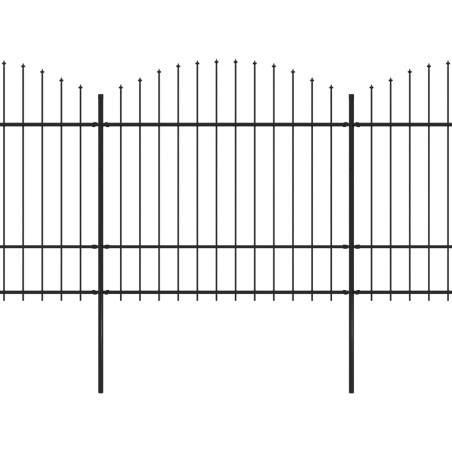 vidaXL Valla de jardín con punta de lanza acero negro (1,5-1,75)x11,9m