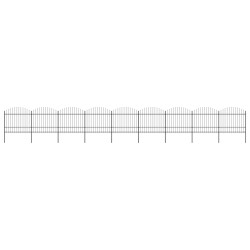 vidaXL Valla de jardín con punta de lanza acero negro (1,5-1,75)x15,3m