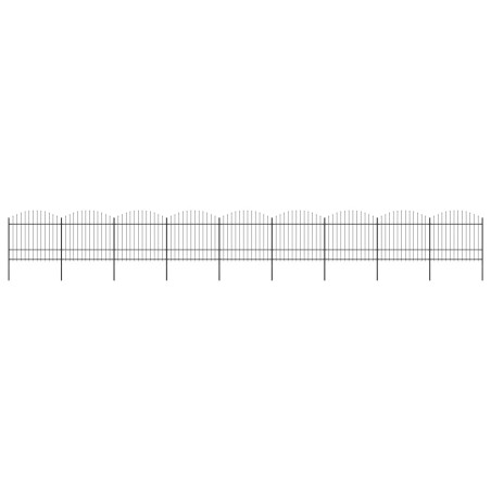 vidaXL Valla de jardín con punta de lanza acero negro (1,5-1,75)x15,3m