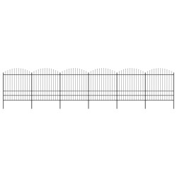 vidaXL Valla de jardín con puntas de lanza acero negro (1,75-2)x10,2 m