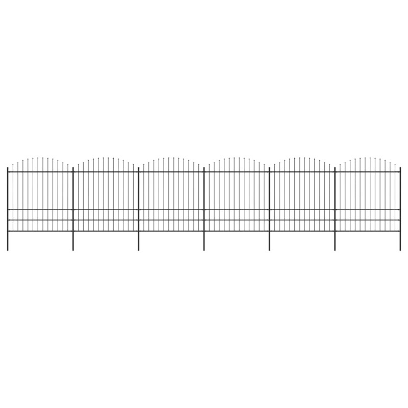 vidaXL Valla de jardín con puntas de lanza acero negro (1,75-2)x10,2 m vidaXL Valla de jardín con puntas de lanza acero negro (1,75-2)x10,2 m