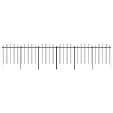 vidaXL Valla de jardín con puntas de lanza acero negro (1,75-2)x10,2 m