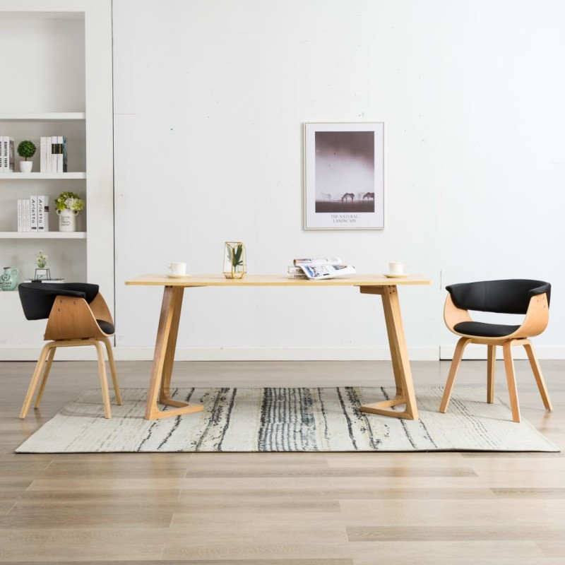 vidaXL Sillas de comedor 2 uds madera curvada y cuero sintético negro vidaXL Sillas de comedor 2 uds madera curvada y cuero sintético negro