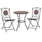 vidaXL Set mesa y sillas bistró 3 piezas mosaico cerámica naranja/gris vidaXL Set mesa y sillas bistró 3 piezas mosaico cerámica naranja/gris