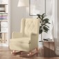 vidaXL Sillón con patas mecedoras madera maciza caucho y tela crema vidaXL Sillón con patas mecedoras madera maciza caucho y tela crema