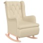 vidaXL Sillón con patas mecedoras madera maciza caucho y tela crema vidaXL Sillón con patas mecedoras madera maciza caucho y tela crema