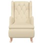 vidaXL Sillón con patas mecedoras madera maciza caucho y tela crema vidaXL Sillón con patas mecedoras madera maciza caucho y tela crema