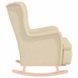 vidaXL Sillón con patas mecedoras madera maciza caucho y tela crema vidaXL Sillón con patas mecedoras madera maciza caucho y tela crema