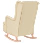 vidaXL Sillón con patas mecedoras madera maciza caucho y tela crema vidaXL Sillón con patas mecedoras madera maciza caucho y tela crema