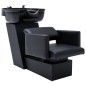 vidaXL Silla lavacabezas con lavabo cuero sintético negro 129x59x82 cm