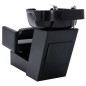 vidaXL Silla lavacabezas con lavabo cuero sintético negro 129x59x82 cm