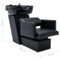 vidaXL Silla lavacabezas con lavabo cuero sintético negro 129x59x82 cm